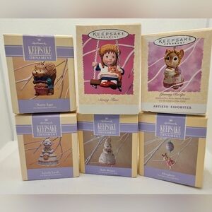 6 New Set Hallmark Easter Spring Ornament Bunny Set 1992-97 Daughter Yummy Eggs